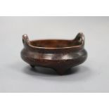 A small Chinese copper bronze tripod censer, width 5.5cm