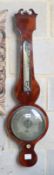 A Regency boxwood line inlaid mahogany banjo barometer by Stiles of London, H.96cm