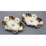 A pair of George Jones for Alfred Pearce Crescent china shaped oval dessert dishes, painted with