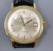 A gentleman's 18ct gold International Watch Co automatic wrist watch, with baton numerals, centre