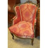 A 19th century French stained walnut armchair, W.68cm