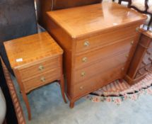 A mahogany chest, W.77cm, D.47cm, H.87cm and a bedside cabinet