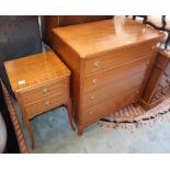 A mahogany chest, W.77cm, D.47cm, H.87cm and a bedside cabinet