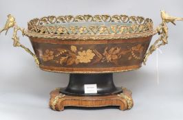 A Louis Phillipe marquetry inlaid kingwood ormolu mounted jardiniere, height 31cm