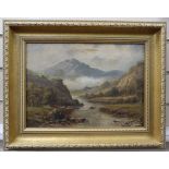 Sydney Yates Johnson - oil on canvas, Mountainous river landscape, monogrammed and companion