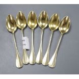 A set of six 19th century Swiss silver gilt teaspoons, by Cailan of Bayard
