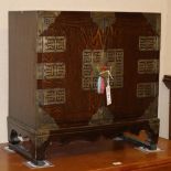 A Chinese brass mounted low cabinet, W.55cm, D.30cm, H.56cm