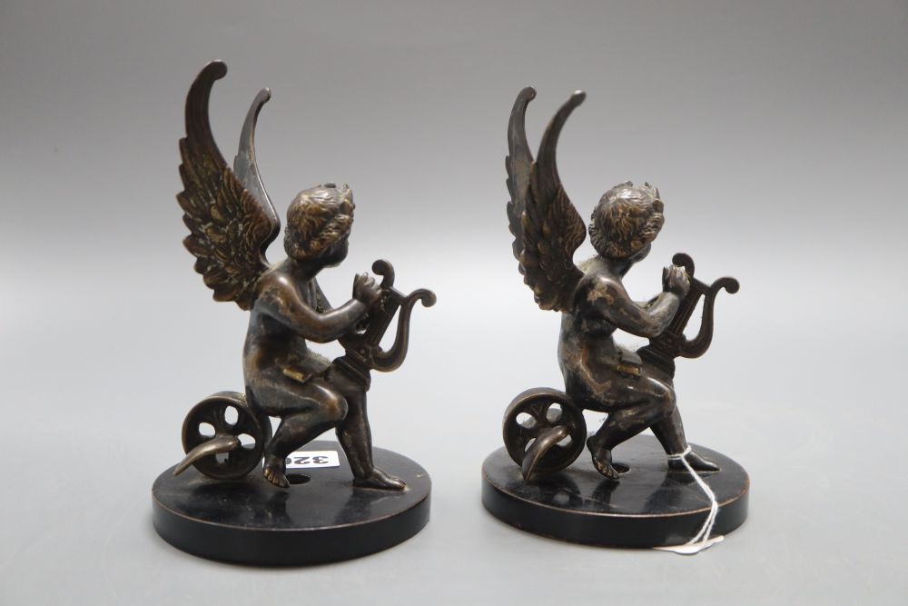 A pair of 19th century bronze cherub bookends, height 16cm - Image 3 of 4