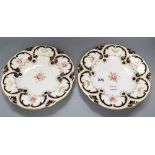 A pair of Coalport floral painted dessert plates, diameter 26cm