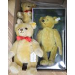 A Limited edition Steiff Petzy with box, certificate, and two Steiff yellow tag bears