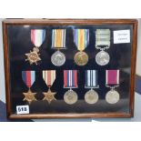 A WWI / WWII framed group of medals