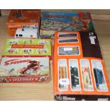 Mixed games and toys including 'Conveyancer Fork truck' and 'speeding racing game'