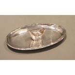 A Chinese white metal oval pen rest by Wai Kee, 12.7cm, 3.5 oz,CONDITION: Minor surface scratches,