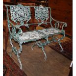 A Victorian style painted aluminium garden bench, W.97cm, D.54cm, H.85cmCONDITION: Large amount of