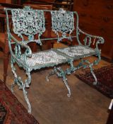 A Victorian style painted aluminium garden bench, W.97cm, D.54cm, H.85cmCONDITION: Large amount of