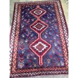 A Qashqai blue ground carpet, 240 x 160cm