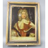 An 18th century reverse painting on glass of George II