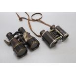 Two pairs of WWI Military binoculars, one German and one English