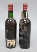 Two bottles of Cockburns 1963 Vintage port