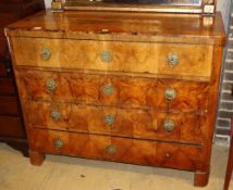 A 19th century German walnut four drawer secretaire chest, W.124cm, D.62cm, H.99cmCONDITION: