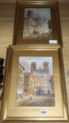 E. Nevil, three watercolours, Views of Ghent, Antwerp and Rheims, each 27.5 x 19.5cm