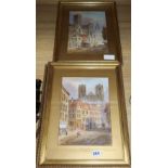 E. Nevil, three watercolours, Views of Ghent, Antwerp and Rheims, each 27.5 x 19.5cm
