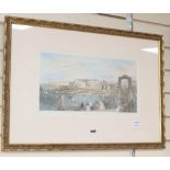 A hand coloured engraving of The Chain Pier, Brighton, engraved by T. A. Prior, 23.5 x 43cm and