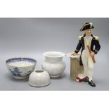 A Doulton figure, 'The Captain' and a Chinese blue and white bowl