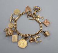 A 9ct gold charm bracelet, 43.7g gross