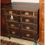 An early 18th century oak four drawer chest, W.84cm, D.55cm, H.90cm