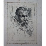 After Sir Anthony Van Dyke, etching, Petrus Breugal, plate mark 12.5 x 9cm