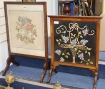 A petit point fire screen and a silkwork floral embroidered firescreen