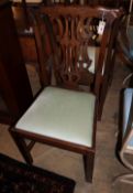 A pair of George III dining chairs and four Chippendale revival mahogany dining chairs