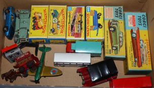 A collection of matchbox toys, six boxed, nine unboxed