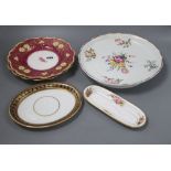 A Coalport cheese dish and four other pieces of ceramics