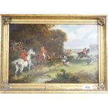 Attributed to W.J. Shayer, oil on canvas, Hunting scene, 30 x 45cm