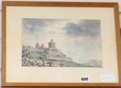 Gallea Art Studio, watercolour, The Old City of Malta, Mdina, signed and dated 1969, 16 x 26cm