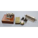 A Trench Art cigarette lighter, desk calendar etc (6)