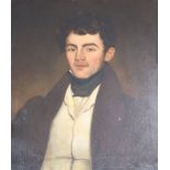 Continental School, mid 19th century oil on canvas, Portrait of a gentleman, 61.5 x 51cm, unframed