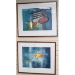 Contemporary School, two lithographs, 'Druid XII' and 'Palatial II' 223/250, both signed in