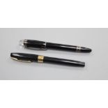 A Mont Blanc ballpoint pen and a Sheaffer fountain pen with 14ct nib
