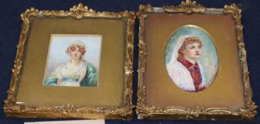 Two 19th century miniatures of ladies
