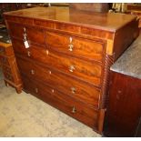 An early 19th century inlaid mahogany North Country chest, W.130cm, D.52cm, H.113cm