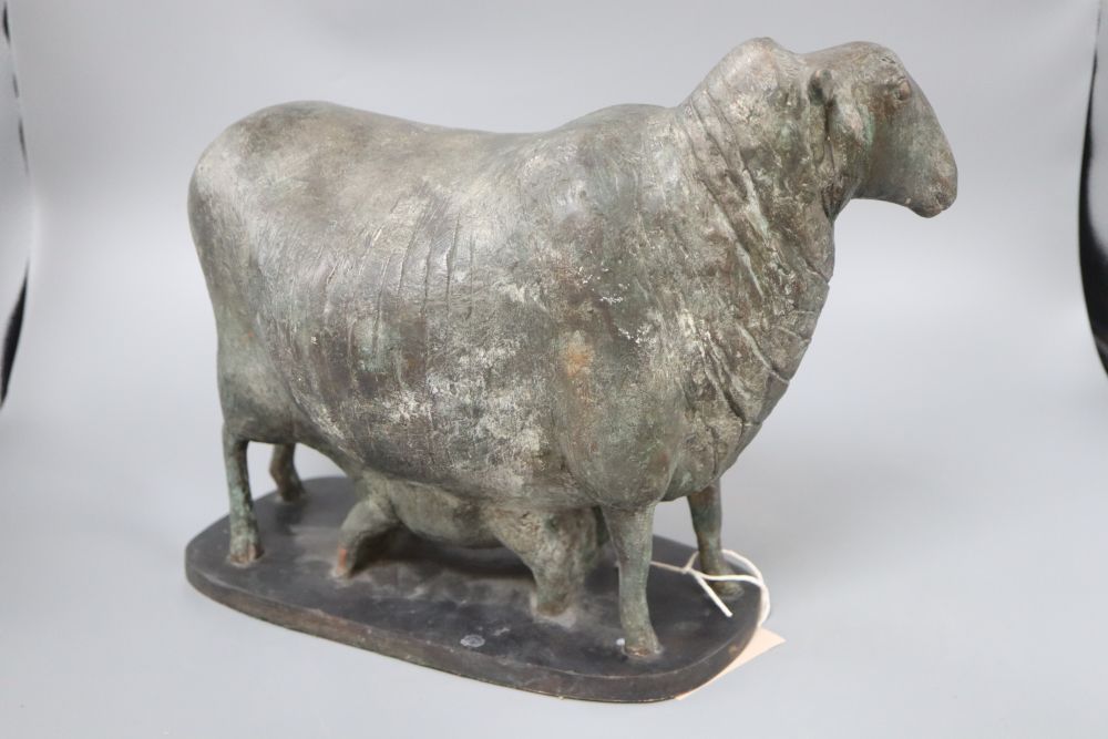 Attributed to Geraldine Knight (1933-2008), bronze, 'Ewe and lamb' unsigned, paper label numbered - Image 2 of 3
