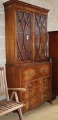 A Sheraton style mahogany secretaire bookcase, W.100cm, D.46cm, H.220cm