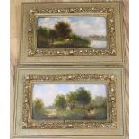 G.Salvi, a pair of oils on panel, 'Rustic landscape'