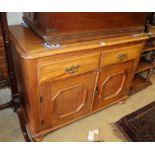 A Victorian pine side cabinet, W.104cm, D.51cm, H.77cm