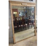 A Victorian giltwood and gesso Adam design overmantel mirror, W.112cm, H.140cm