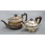 Two silver teapots, 710 grams gross
