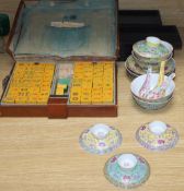 A Mahjong set together with Chinese ceramics